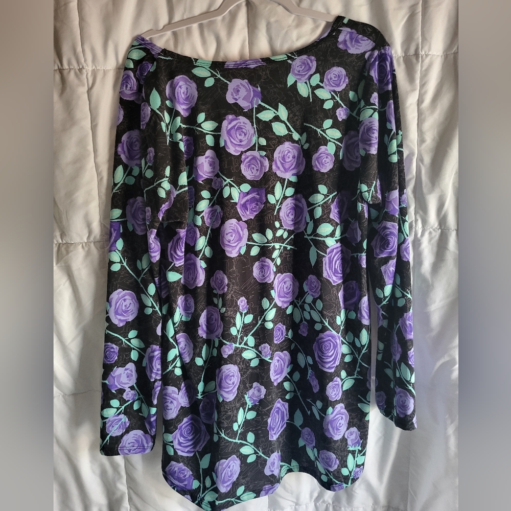 LuLaRoe Lynnae 2XL Black/Purple/Green - Picture 2 of 5